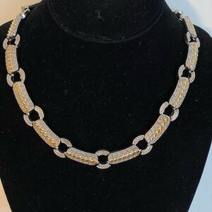 Stylish Vintage Silver & Gold Plated Collar Chunky Bar Link NECKLACE